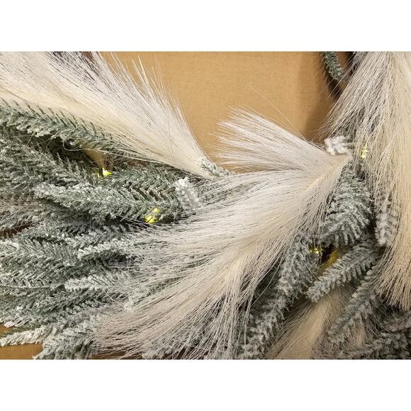 Seasonal LLC Prelit Christmas Pine Pampas Wreath 26 Inch LED Lights 400 Branches - Picture 3 of 4